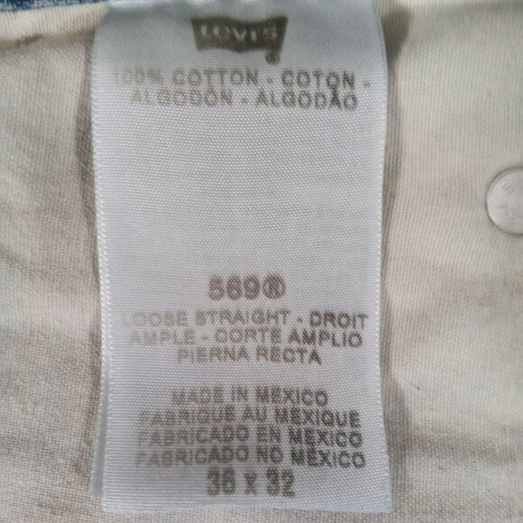 Levis 569 Jeans Men 37x31, Tag 36x32  Blue Denim Loose Straight 100% Cotton - Picture 10 of 12